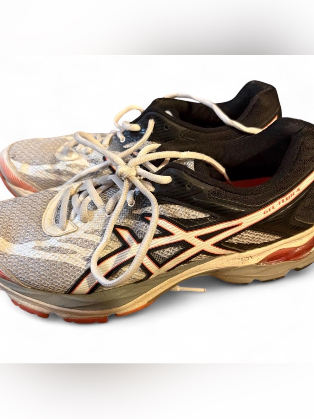 Asics Athletic Running Shoes in White, Black and Orange